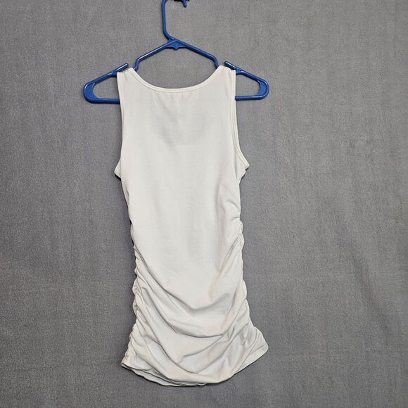 Sundance White Gentle Graces Ruched Sides Tunic Legnth Tank Top Small Casual - Picture 5 of 5